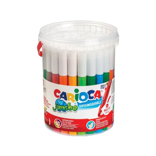 Canetas de feltro laváveis Carioca Jumbo caixa com 50 unidades