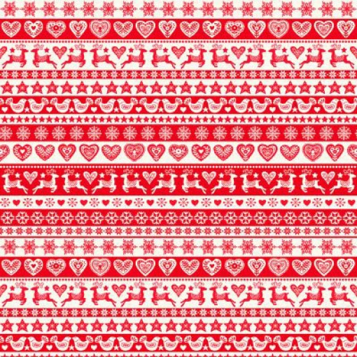 Tecido MAKOWER Christmas Scandi Bandas Vermelho/Branco 1x1,12m