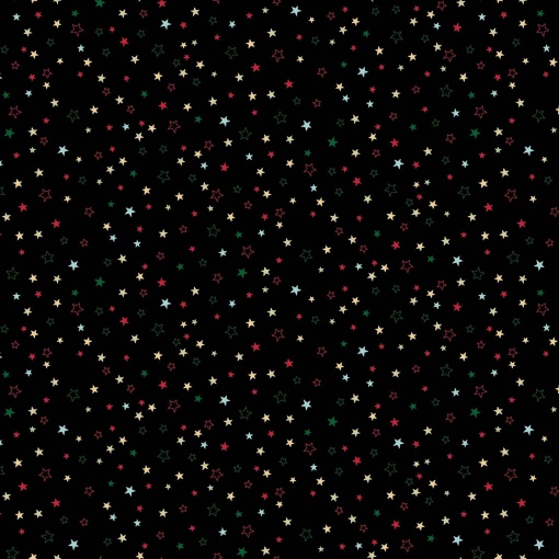 Tecido MAKOWER Cosy Christmas Estrelinhas Preto/Multicor 1x1,12m