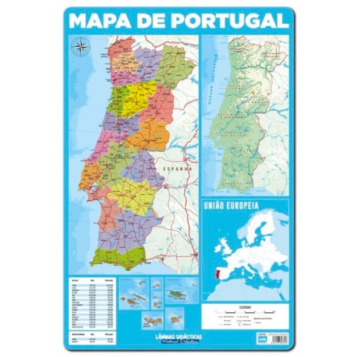 Base Didática Mapa de PORTUGAL 60x40cm