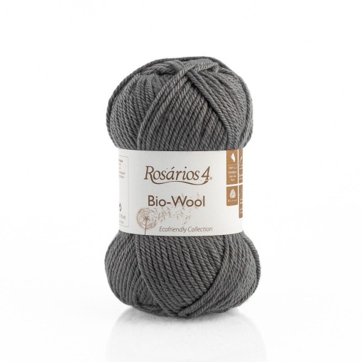 Fio de tricot ROSÁRIOS 4 Bio-Wool cinza 15 GOTS