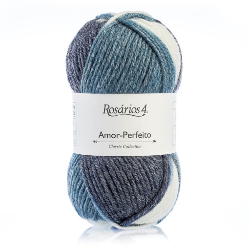 Fio de Tricot Rosários 4 Amor-perfeito Print 100g Azul/branco 130