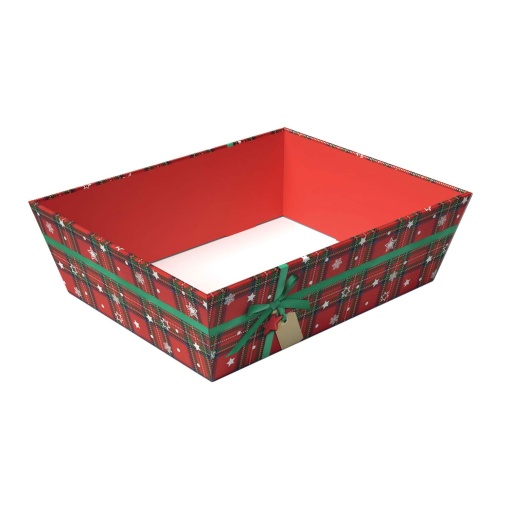 Cabaz em cartão tartan 39x30x13cm xadrez vermelho