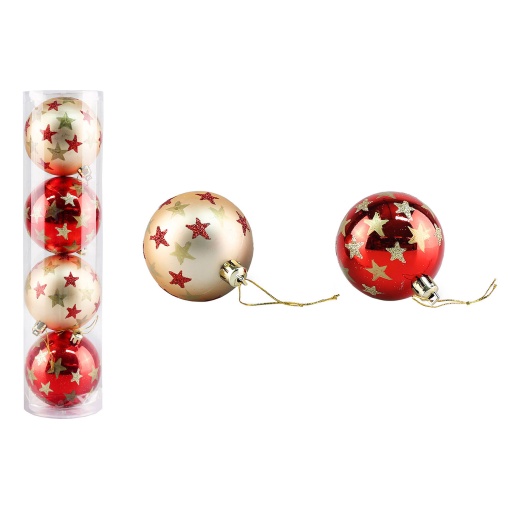 Bolas de Natal 8cm vermelho/dourado (4 unidades)