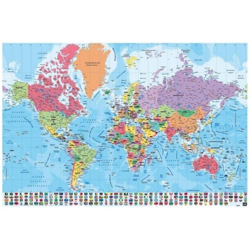 Mapa do Mundo Físico Político 61x91,5cm