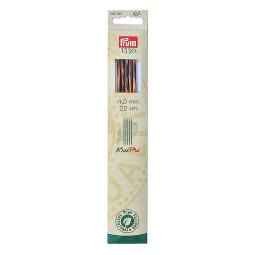 Agulha de tricot de duas pontas PRYM Knit Pro madeira natural 4mm 20cm com 5 unidades