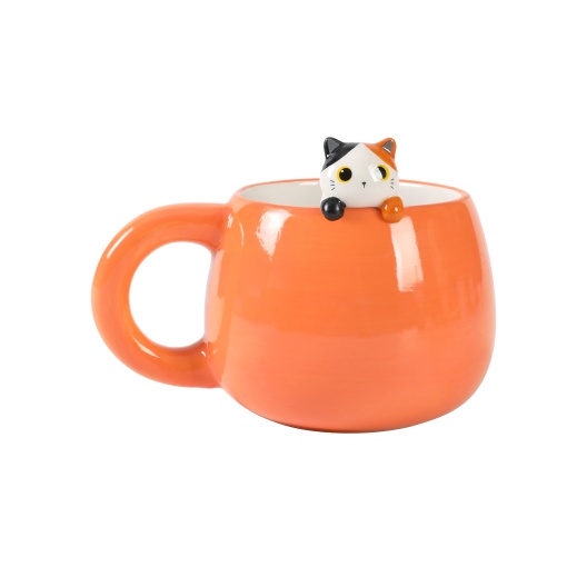 Caneca de Cerâmica Charm I-TOTAL Gato Laranja 450ml
