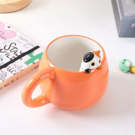 Caneca de cerâmica Charm iTotal gato laranja 450ml