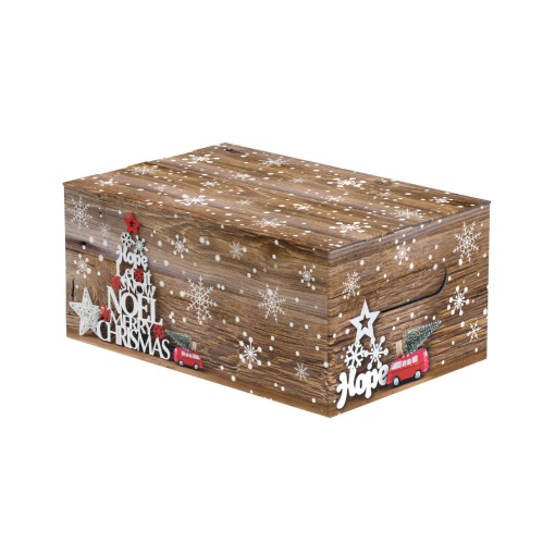 Caixa em cartão cabaz Snow Flakes 33x22x15cm com pega