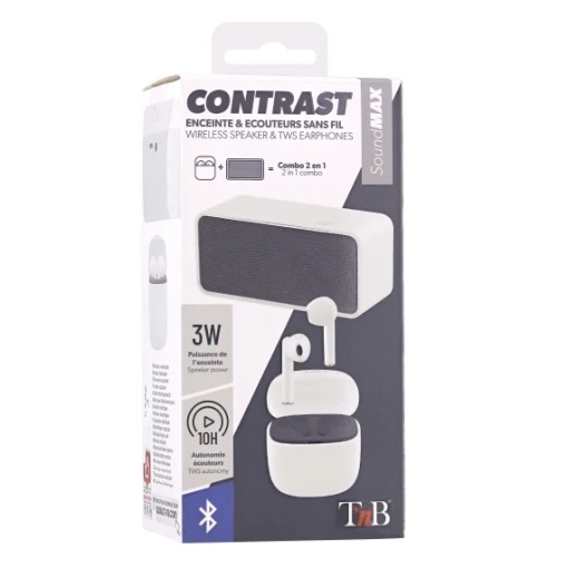 Coluna + Auricular Bluetooth TNB Contrast COMBO Branco