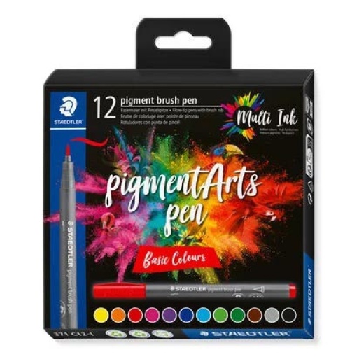 Brush Pen STAEDTLER Pigment Arts 12 Cores Básicas