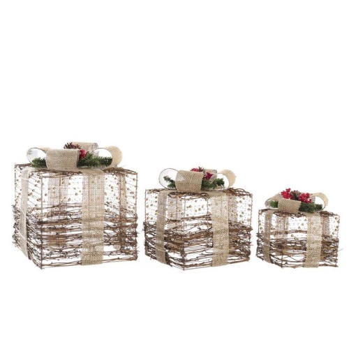 Presentes Decorativos de NATAL em Rattan com LEDs com 3 ITEM