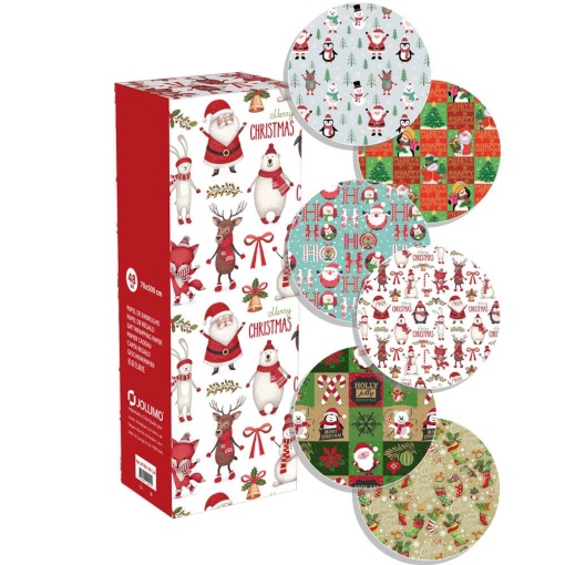 Papel de embrulho JOL Natal rolito 70x500cm sortido