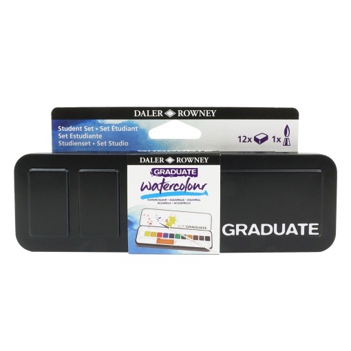 Aguarelas em pastilha DALER-ROWNEY Graduate com 12 cores + 2 pincéis