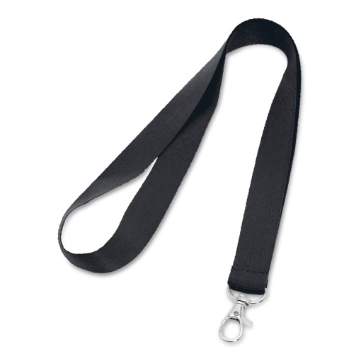 Fita para Crachá com Mosquetão 480x20mm preto