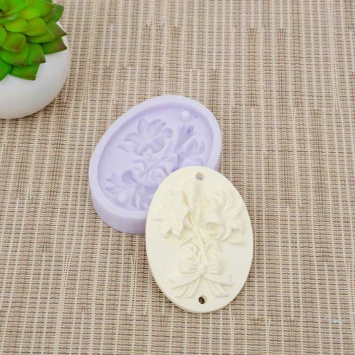 Molde de silicone placa flores 7,3x5,2x1,3cm LG