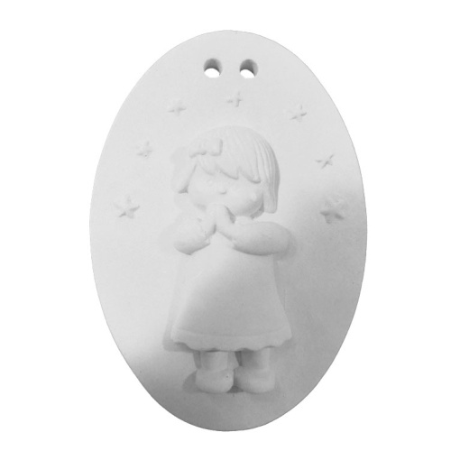 Placa em Marfinite para Pintar Menina a Rezar 7,6cm LG