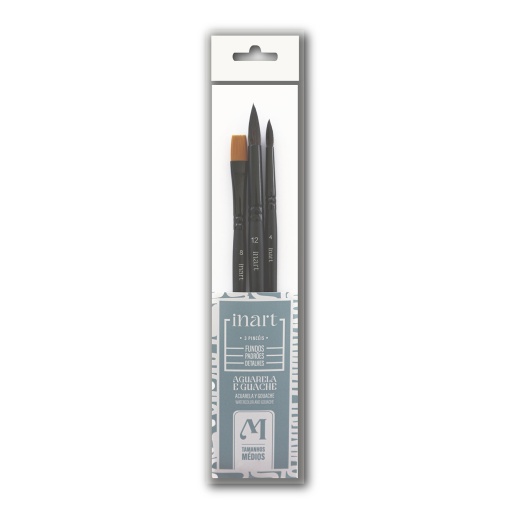 Conjunto 3 Pincéis para Aguarela Médios INART