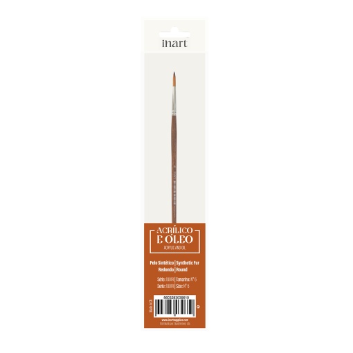 Pincel para Óleo e Acrílico Redondo Pelo INART 1001r nº 6