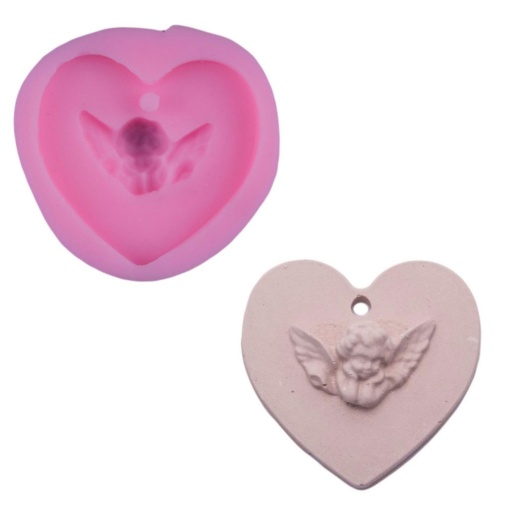 Molde de silicone coração com anjo STAFIL