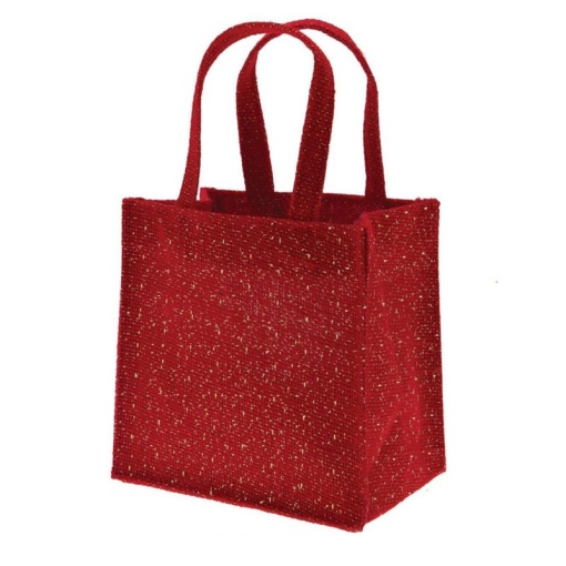 Saco em Juta Vermelho com Glitter 15x15x10cm STAFIL