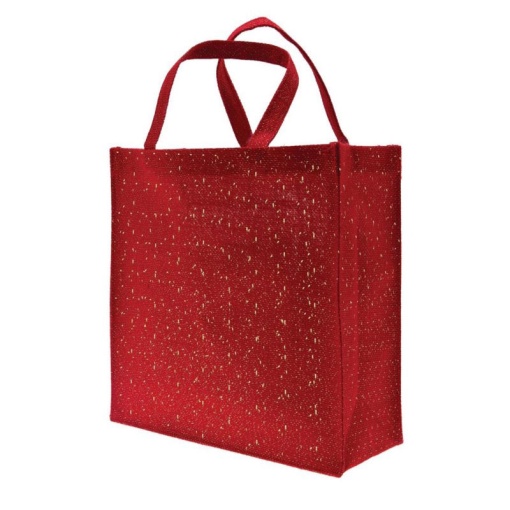 Saco em Juta Vermelho com Glitter 30x30x12cm STAFIL