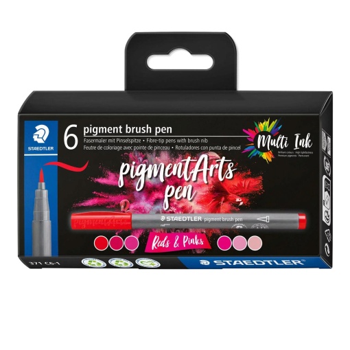 Brush Pen STAEDTLER Pigment Arts 6 Vermelhos e Rosas