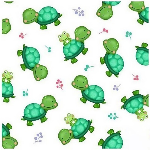 Tecido HILOGAR Jungle Paradise Tartarugas Branco/Verde 1x1,10m