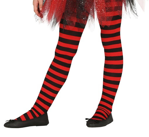 Collants de Criança Riscas 3-6 Anos Preto/Vermelho