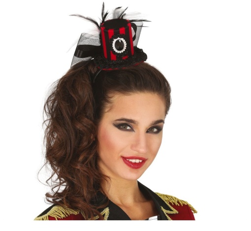 Bandolete com chapéu às riscas preto/vermelho