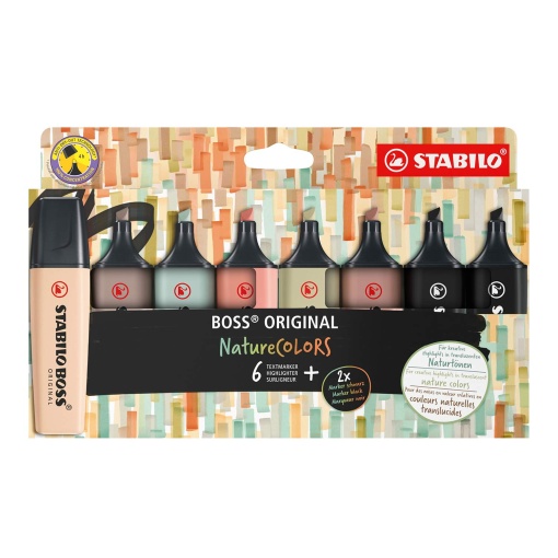 Sublinhador Fluorescente STABILO Boss Original Naturecolors com 8