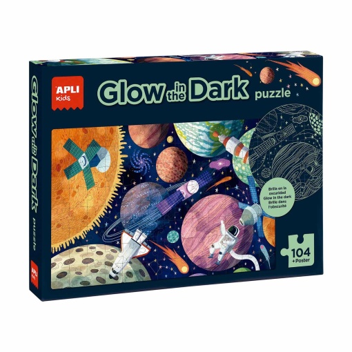 Puzzle APLI Kids 104 peças brilha no escuro sistema solar