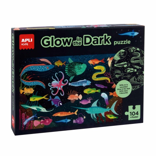 Puzzle APLI Kids 104 peças Brilha no Escuro Oceano