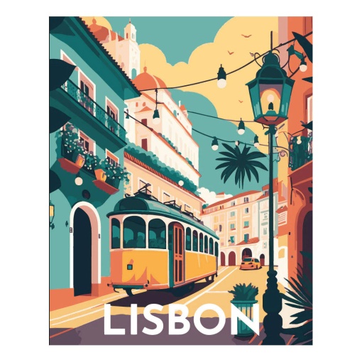 Pintar por números FIGURED'ART com moldura 40x50cm poster vintage Lisboa