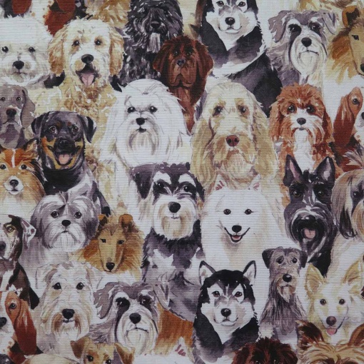 Tecido Digital Cães Bege 1x1,35m