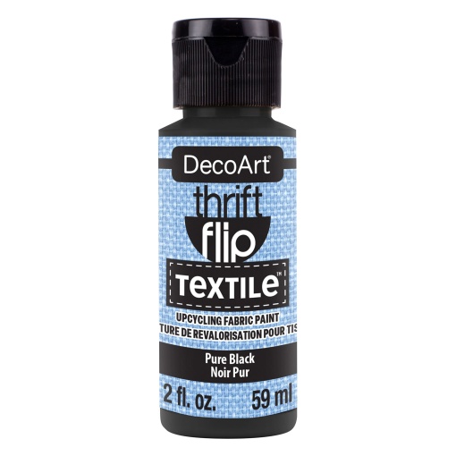 Tinta para Tecido DECOART Thrift Flip TEXTILE Preto 59ml DTFP100-30