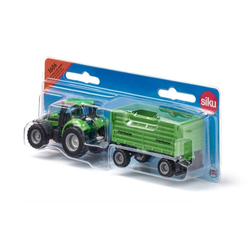 Trator Deutz Fahr com Reboque Miniatura SIKU