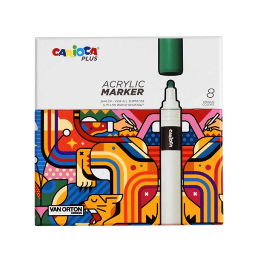 Marcador Acrílico CARIOCA Plus 8 Cores