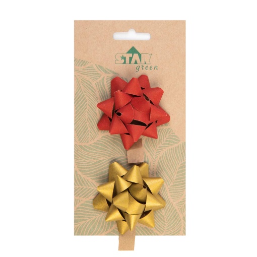 Laço STAR 13mm Cores Fortes (vermelho/dourado) com 2