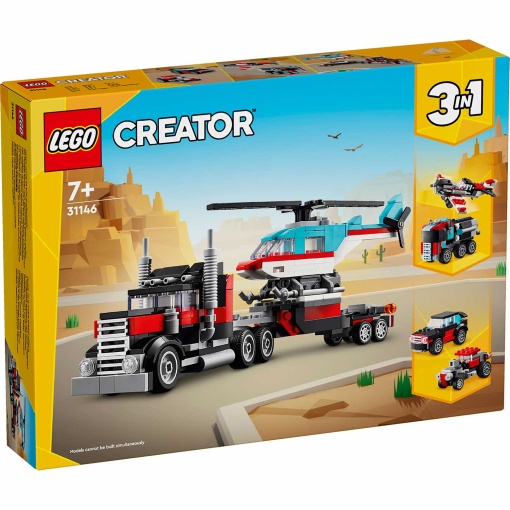 LEGO Creator 3-in-1 Camião de Plataforma com Helicóptero 31146