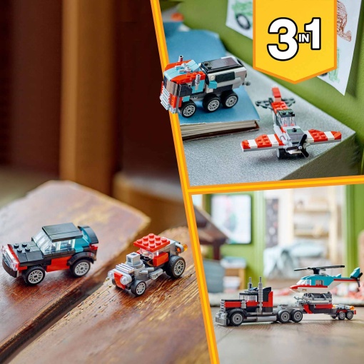 LEGO Creator 3-in-1 Camião de Plataforma com Helicóptero 31146