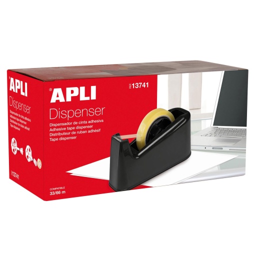 Desenrolador de Secretária APLI para Fita até 19mmx66m e 33m Preto