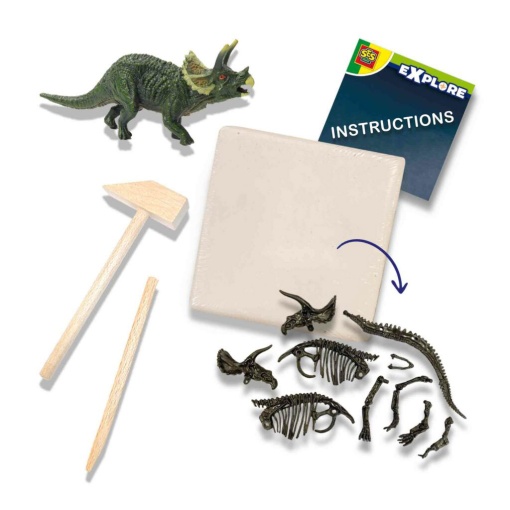 Escavação 2 em 1 - Dinossauros e Esqueletos Triceratops SES CREATIVE Explore