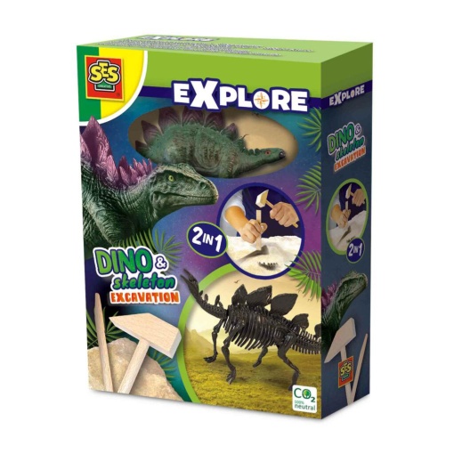 Escavação 2 em 1 - Dinossauros e Esqueletos Stegosaurus SES CREATIVE Explore