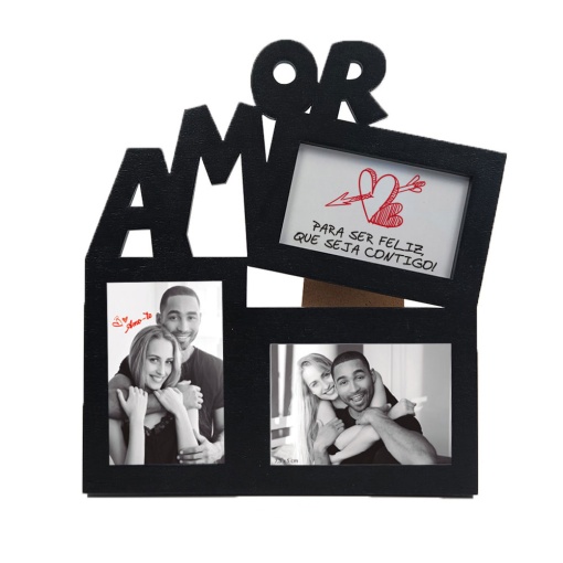 Moldura 3 fotos amor 18x19cm