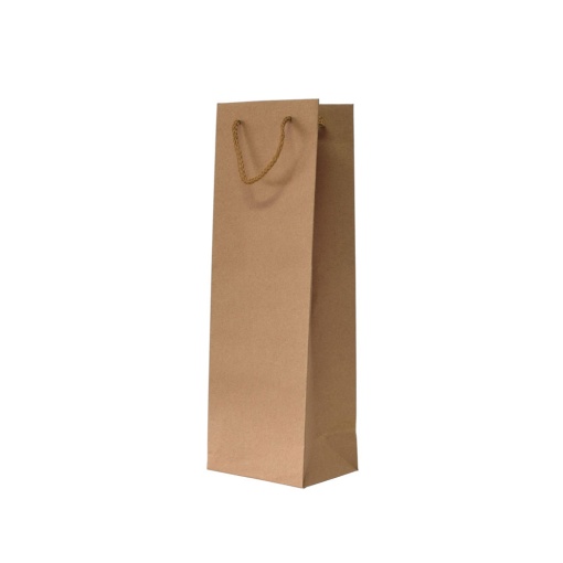 Saco de Papel Asa Cordão para 1 Garrafa 210g Kraft Natural 12x9x36cm