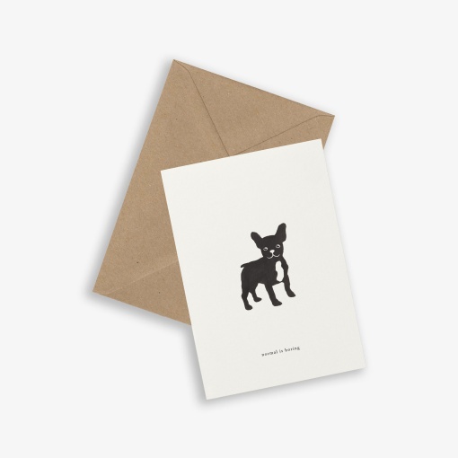 Postal KARTOTEK Frenchie "Normal Is Boring"