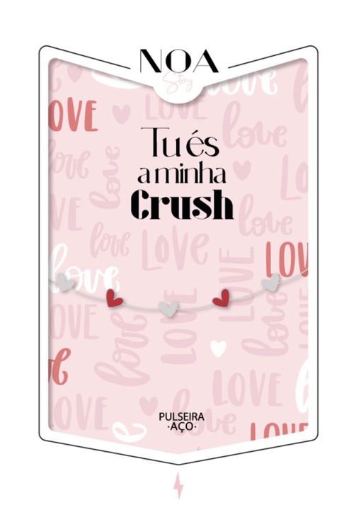 Pulseira Aço Prateado NOA Story Corações "Tu És a Minha Crush"
