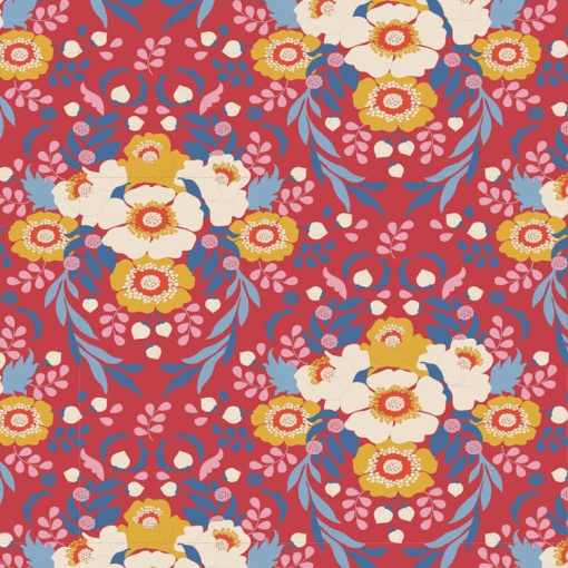 Tecido TILDA Jubilee Anemone Red 1x1,10m