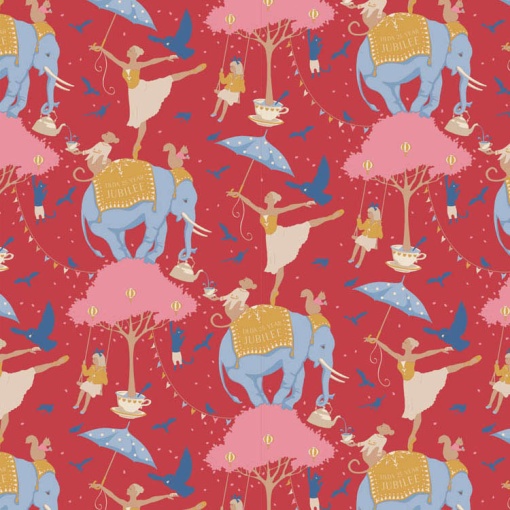 Tecido TILDA Jubilee Circus Life Jubilee Red 1x1,10m
